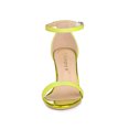 thumbnail image 6 of BLISSFUL STEP Women's Open Toe Ankle Strap Buckle Block Heels Glitter Sandals Lime Yellow 9, 6 of 7