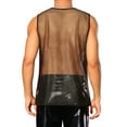 thumbnail image 3 of INSPIRE CHIC Sheer Tank Top for Men's See Through Sleeveless Party Clubwear Shiny Mesh Vest L Golden Black, 3 of 4