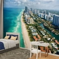 thumbnail image 2 of Peel and Stick Wallpaper Waterproof Miami South Beach Aerial View Wall Mural Decor Self Adhesive and Removable 100in x 144in, 2 of 8