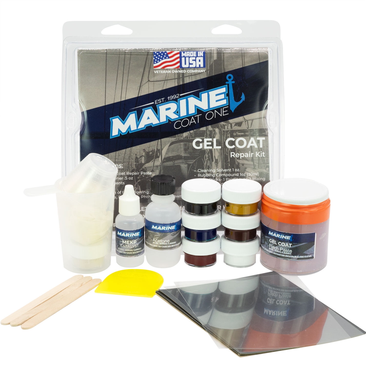 MarineCoat One Complete Premium Bass Boat Gel Coat Repair Kit Your Perfect Match Everytime (Silver)