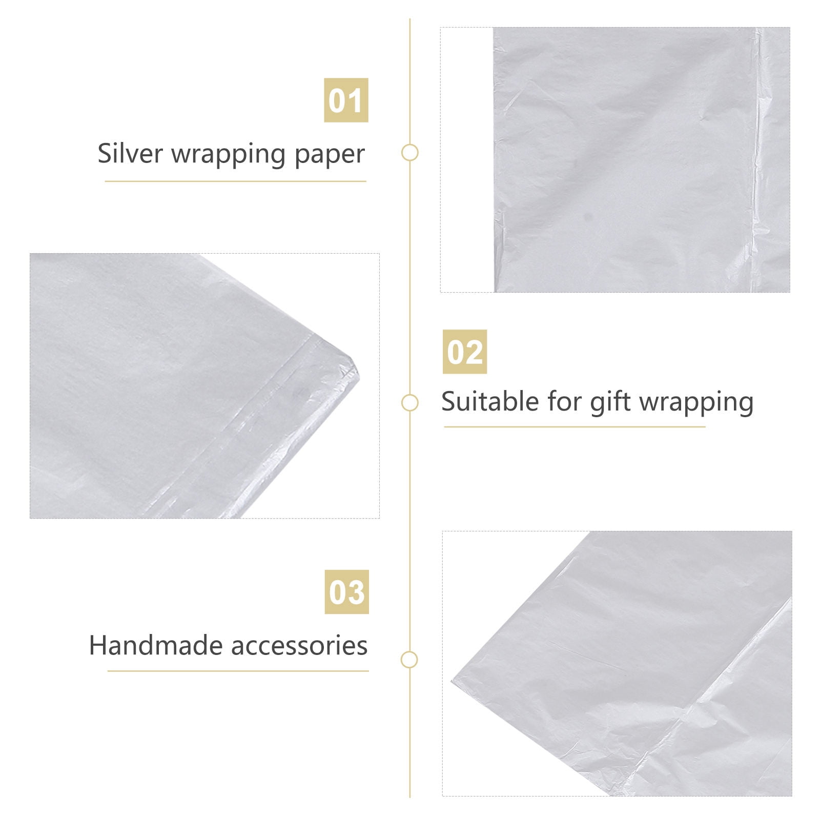 YSNOOWE 100Pcs Silver present Wrapping Paper for Christmas Wedding Birthday and Thanksgiving Home Decor 27.6x19.7in