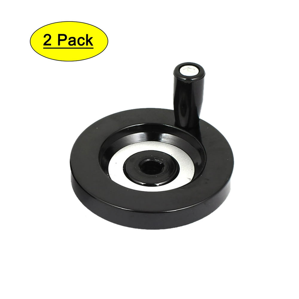 2 Pcs 10mm Bore 80mm Dia Revolving Handle Hand Wheel HandWheel Black