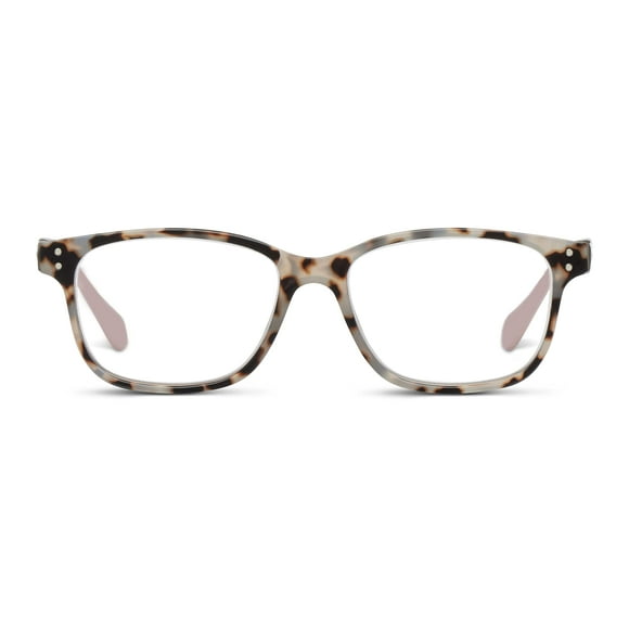Peepers par Peeperspecs Lunettes de Lecture Carrées Douces avec Blocage de Lumière Bleue pour Femmes, Gris Tortue Rose 51 3