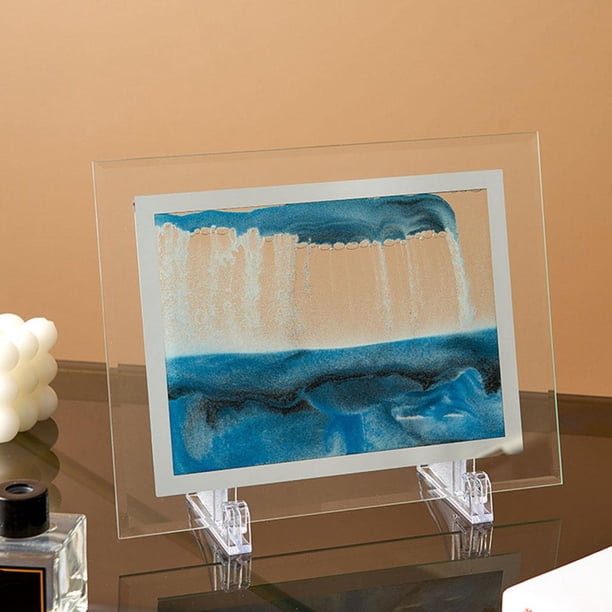 Imagen de arena móvil de 7 pulgadas y 8 pulgadas, imagen de arena dinámica, paisaje de arena de escritorio de para decoración para hogar 7 pulgadas negro bnco azul perfecl Imagen de arena dinámica