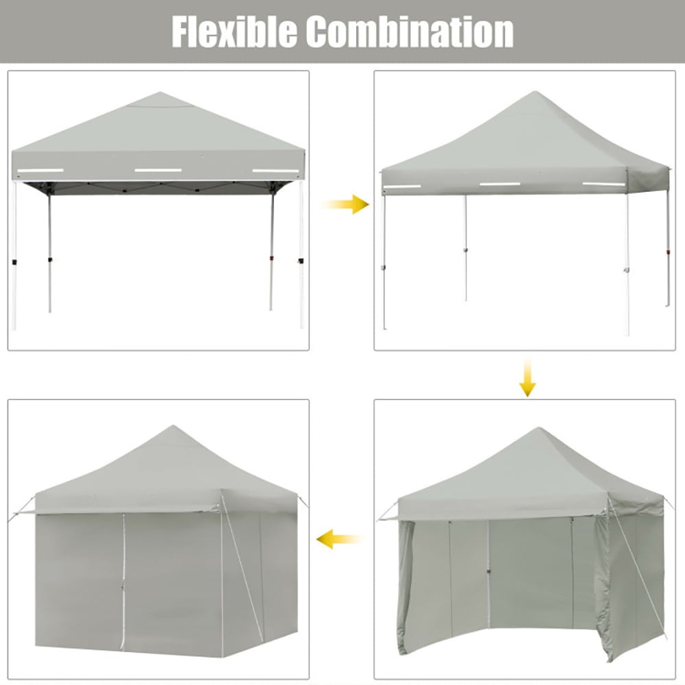Aimee Lii 10 x 10 Feet Pop-up Gazebo with 5 Removable Zippered Sidewalls and Extended Awning, Backyard Canopy Gazebo, Gray Aimee Lii 10 x 10 Feet Pop-up Gazebo with 5 Removable Zippered Sidewalls and Extended Awning, Backyard Canopy Gazebo, Gray