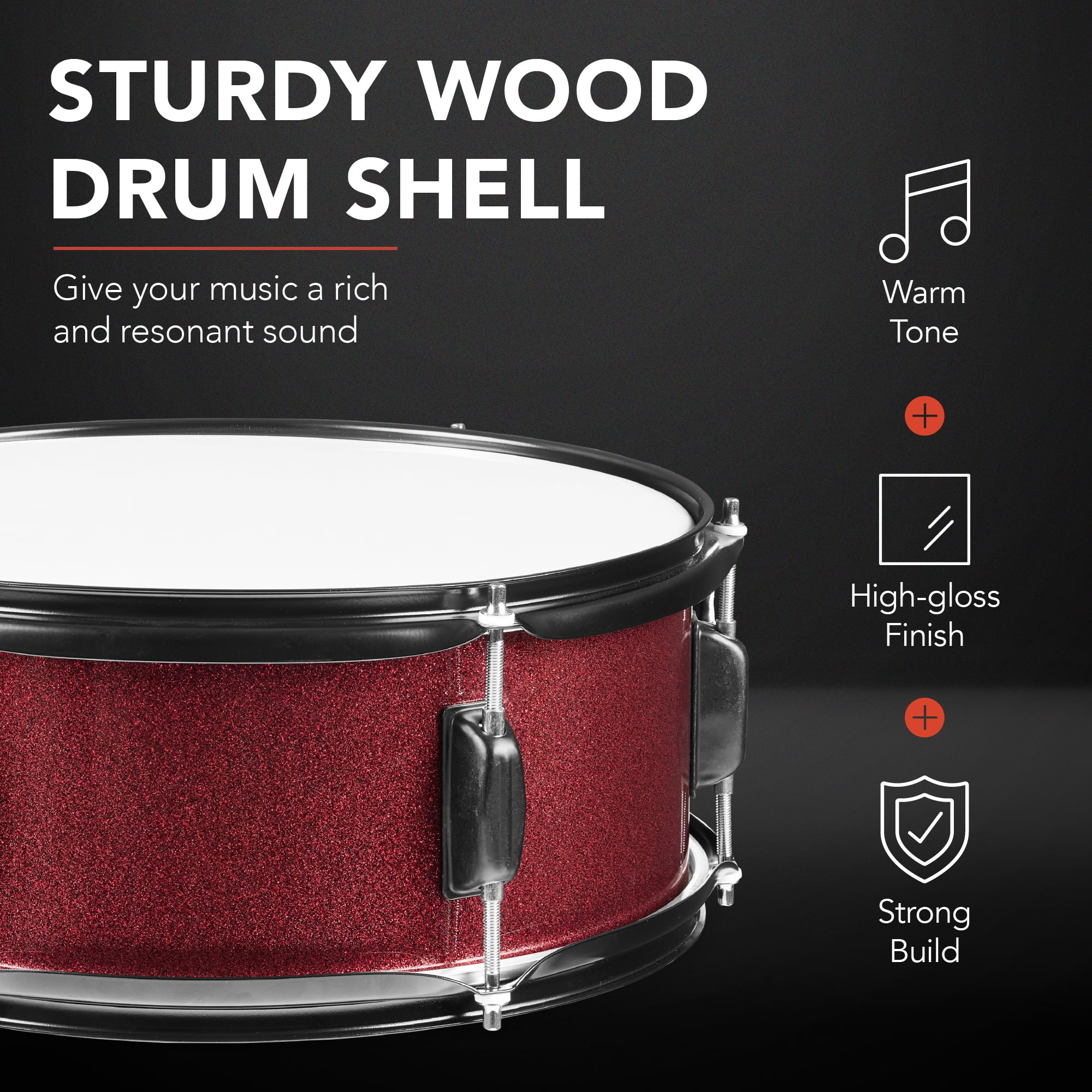 Best Choice Products 5-Piece Beginner Drum Set w/ Snare, Bass, Toms, Cymbal, Hi-Hat, Sticks, Drum Pedal - Red