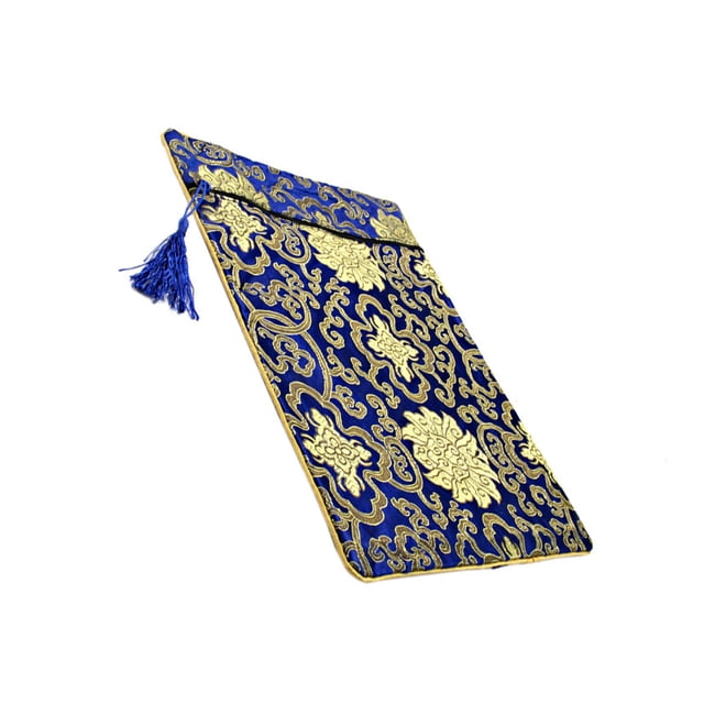 Bewildely Bolsa de mano de Buda, bolsa de ligereza gruesa, flores de dragón, escritura, bolsas portátiles vacías, almacenamiento de libros, Almacenamiento y organización del hogar Azul 24*34cm