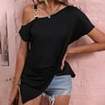 thumbnail image 6 of JYLPZYR Oversized Tshirts Women's Sexy Minimalist Short Sleeve Asymmetrical Solid Color off The Shoulder T Shirt Top Oversized Tee(Black,XXL), 6 of 6