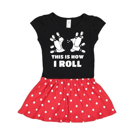 

Inktastic How I Roll Bowling Gift Toddler Girl Dress