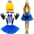 thumbnail image 1 of Juego de 5 piezas de disfraces de Halloween para mujeres adultas y niñas, gorro amarillo, tutú, anteojos, tirantes – Conjunto de disfraces para fiesta de cosplay, 1 of 3