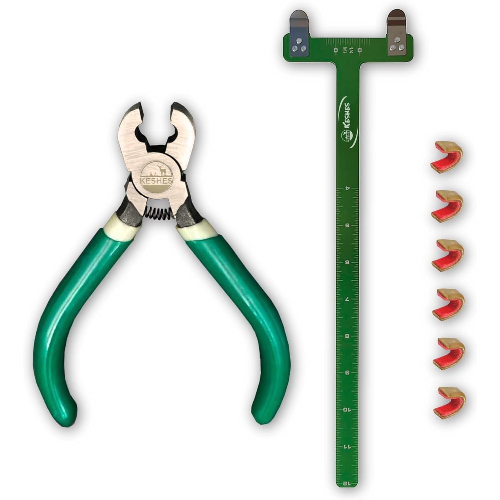Archery Bow String Nocking Points Set - T Square Ruler Nock Pliers with 6 Brass Nocks for Recurve Bow - Ideal for Bow and Arrow Tuning & Archery Target Accessories