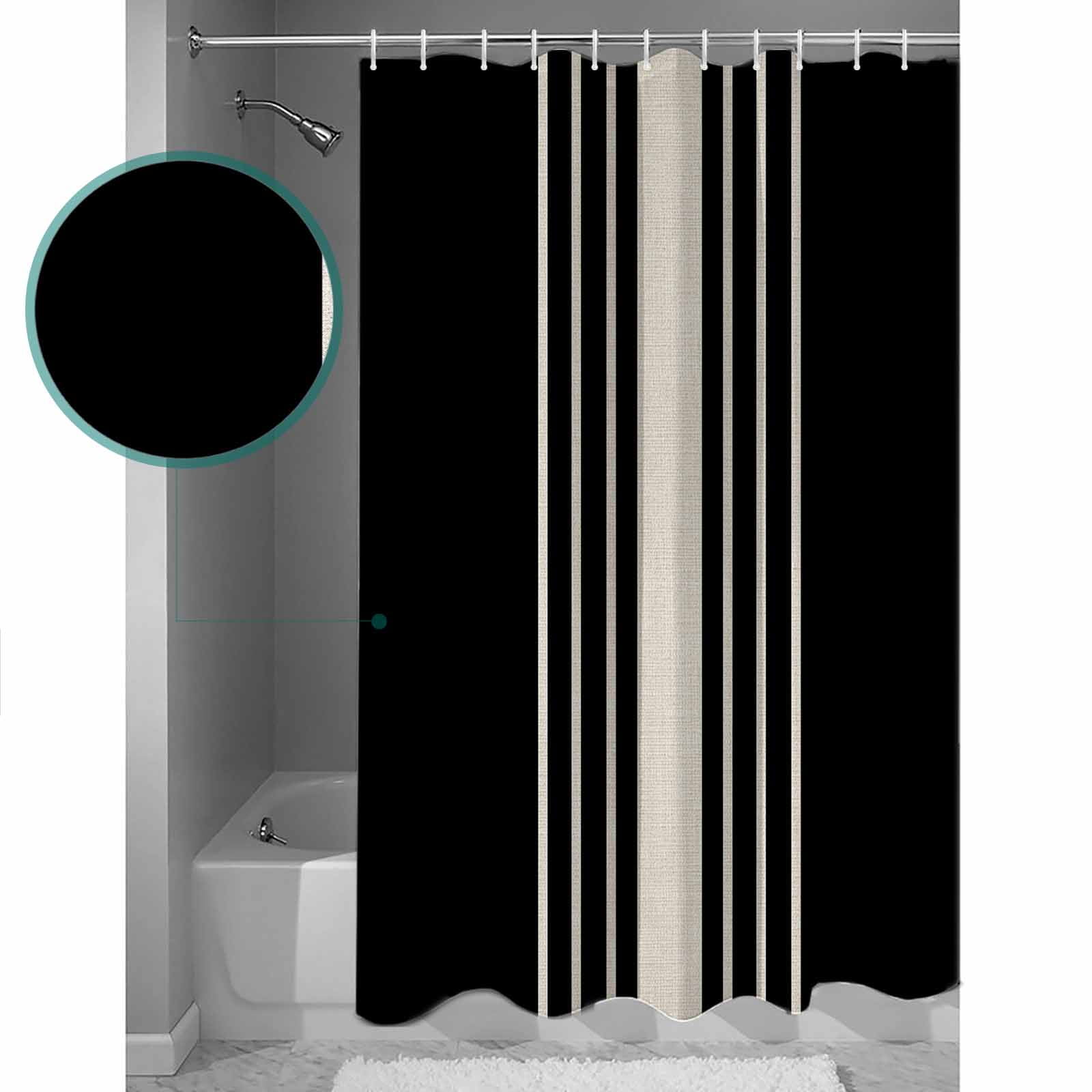 54x78 Inch Shower Curtain Decorative Black Beige Striped Bathtub Bath Curtains Fabric Waterproof Bathroom Decor Modern Farmhouse Retro Lines Small Stall Shower Curtain Set with 12 Hooks