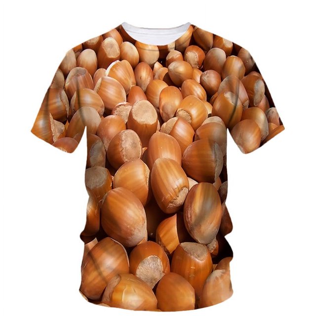 Imprimé Noix Hip Hop Été T-Shirt à Manches Courtes pour Hommes Alternative Drôle Décontracté Tendance Qualité Col Rond Haut