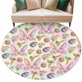 thumbnail image 6 of Easter Round Rug 8ft Washable Circle Rugs Non Slip Spring Colorful Rabbit Ears Eggs Flowers Carrots Large Area Rug Indoor Floor Carpet for Bedroom Kitchen Living Room Home Office Dining Room Nursery, 6 of 8