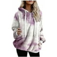 thumbnail image 2 of fartey Sherpa Sweatshirt for Women Print Fleece Quarter Zip Pullover Hoodies Long Sleeve Fuzzy Tie Dye Hooded Sweatshirt with Pockets, 2 of 7