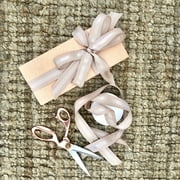 Tan & Rose Gold Grosgrain Ribbon 1 inch, 10 Yards | Fabric Ribbon with Metal Trim For Gifts