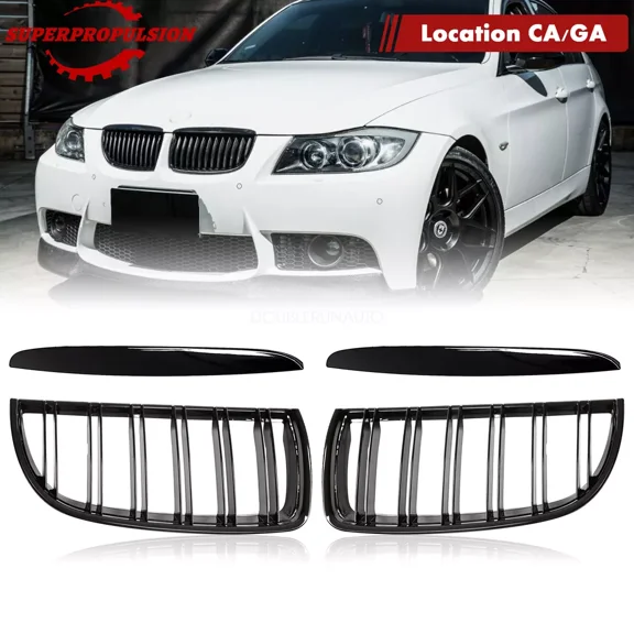 Kidney Grill Grille For 06-08 BMW 3 Series E90E91 Sedan 4Door Glossy Black