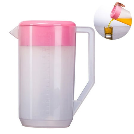 

Measuring Kettle with Scale Beverage Storage Container with Lid Heat Resistant Cold Water Jug Plastic Juice Pitcher (5000ml Pink)