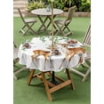 thumbnail image 3 of Outdoor Tablecloth with Umbrella Hole and Zipper, Spring Botanical Round Table Cloth 60 Inch Waterproof Tablecloth, Watercolor Leaves Deers Birds Country Picnic Table Cover for Patio Camping, 3 of 7