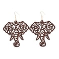 thumbnail image 2 of RSAMD Wood Hollow Elephant Statement Earrings for Women Wooden Boutique Jewelry-Red, 2 of 7