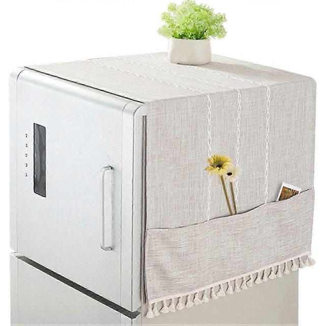 Protective Cover Dust Cover for Washing Machine Refrigerator Cotton Linen Fabric (Brown,60 * 140cm)