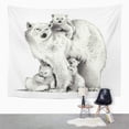 thumbnail image 2 of UFAEZU Polar Bear Three Cubs Pencil Sketch Family Wall Art Hanging Tapestry Home Decor for Living Room Bedroom Dorm 51x60 inch, 2 of 2