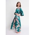 thumbnail image 2 of KIM+ONO Satin Kimono Robe Long - Peacock & Blossoms - Peacock (Blue), 2 of 4