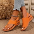 thumbnail image 3 of Orthopedic Sandals for Women Low Wedge Arch Support Flip Flops Hook and Loop Slingback Summer Outdoor Nonslip Walking Shoes Orange Size 7, 3 of 6