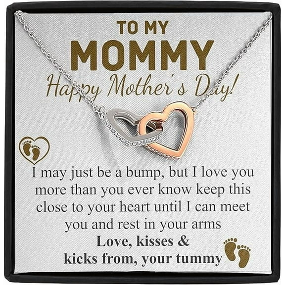 Interlocking Heart Necklace Personalized Gift For First Mother's Day, Gift for Daughter from Mother, Mothers Day Gift for New Mom, Sentimental Gift from mom to new mom with message card