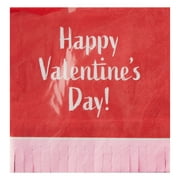 Way to Celebrate Happy Valentine's Day Pink Fringe Beverage Napkins, 16 Ct, 5.5" x 5.5", Multicolor