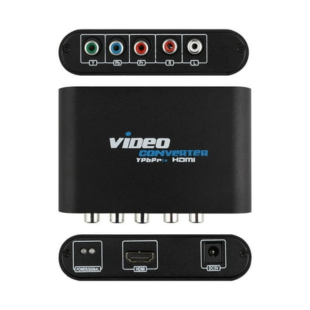 - 5RCA to HDMI AV Converter Adapter, RGB RCA Component YPbPr Video + R/L Audio to HDMI AV Converter Adapter Box (Black)