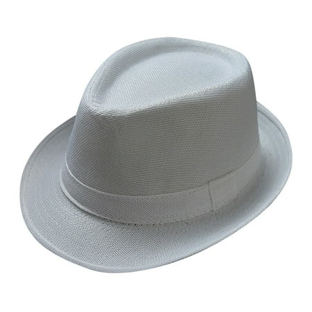 MSJUHEG derby hat Dress Hat Men s Fedoras Homburg Hat for Men Fedora Hats with Brim Unisex Hat Fedora Hats for Women Classic Summer Beach Sun Hat Mens Derby Hat White One Size