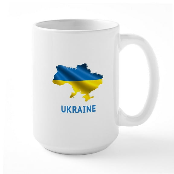 CafePress - Cool Ukraine Flag Ukrainian Pride Native Home Mugs - 15 oz Ceramic Large White Novelty Mug