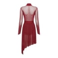 thumbnail image 4 of inlzdz Women Lyrical Dance Dress Long Sleeve Shiny Rhinestones Figure Skating Modern Dance Performance Dresses Burgundy S, 4 of 5