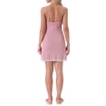 thumbnail image 3 of INSPIRE CHIC Womens Chemise Sleepdress Ribbed Knit Lace Button Down Spaghetti Strap Camisole Lingerie Nightie S Pink, 3 of 6