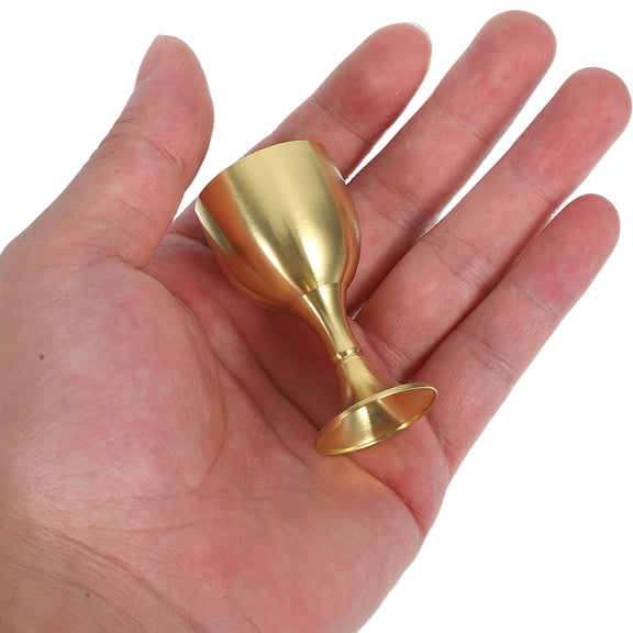 EXHUMKY 4Pcs Solid Copper Chalice Cups Golden Vintage Decorative Goblets