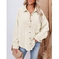 thumbnail image 6 of Womens Corduroy Loose Shirt Button Down Oversized Patchwork Blouses Jacket White and Grey XL, 6 of 9
