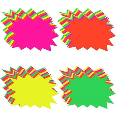 160Pcs Fluorescent Starburst Sale Signs, STONCEL Neon Paper Star Burst Retail Price Labels Tags, Blank Star Shape Paper Signs for Retail Store Party Favors Grocery Shop Classroom (4 Colors)