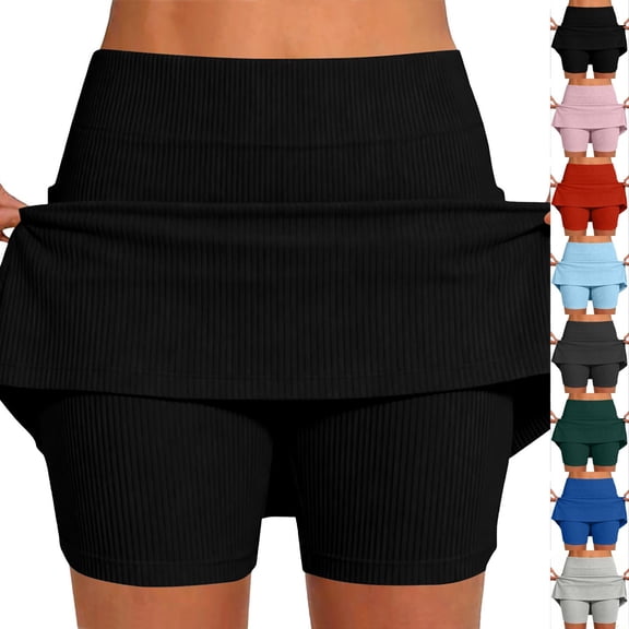 Athletic Skorts for Women High Waist Tummy Control Golf Tennis Skirts Summer Causal Solid Shorts with Pockets, L