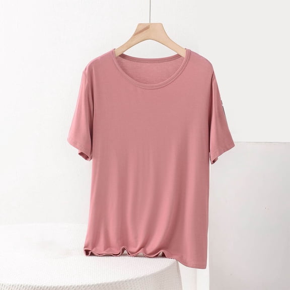 Chbgutlmr Womens Shirts Short Sleeve Scoop Neck Loose Fitted Tops Casual Summer Comfy Solid Color T-Shirts