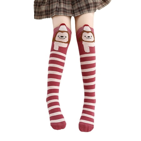 

Cartoon AnimaKid Girl Lion Fox Monkey High Over The Knee Stockings Cotton Long Socks Cotton over Calf Knee High Socks