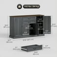 thumbnail image 3 of HOMCOM 58" Farmhouse Sideboard Buffet Cabinet with Charging Station Black, 3 of 10