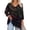 Black, variant on Women's Curve Floral Hollow Neck Top 3/4 Sleeve Chiffon Blouse Plus Size Casual Tunic with Flowy Silhouette Design,Black L