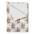 thumbnail image 2 of Peony Soft Flannel Fleece Throw Blanket, Daisies and Flowers Bouquet on Striped Background, Cozy Plush for Indoor and Outdoor Use, 50" x 60", Pale Green Pink, by Ambesonne, 2 of 5