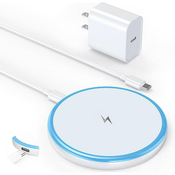 Magnetic Wireless Charger 15W with 20W Adapter & 6ft Cable – MagSafe Charger for iPhone 16/15/14/13/12 Pro/Max/Plus/Mini & AirPods 3/2/Pro – Fast Wireless Charging Pad for Home, Office, Travel