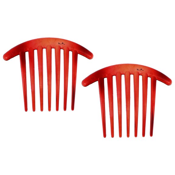 Unique Bargains 2 Pcs French Twist 7 Teeth Comb Teeth Hair Combs Clip Comb 4.1" Resin Red