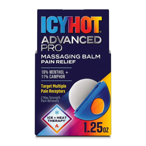 Icy Hot PRO Pain Relief Massaging Balm With Easy-Grip Applicator for Muscles & Joints, Fast-Acting, Moisturizing Formula With Maximum-Strength Menthol & Camphor, 1.25 Oz.
