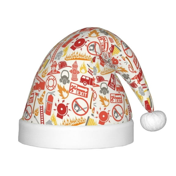 Naloa Firefighter Icons Santa Hat for Kids Baby Christmas Hats,Girls Boys Toddler Plush Xmas Holiday Hat,Luxury Santa Claus Hat