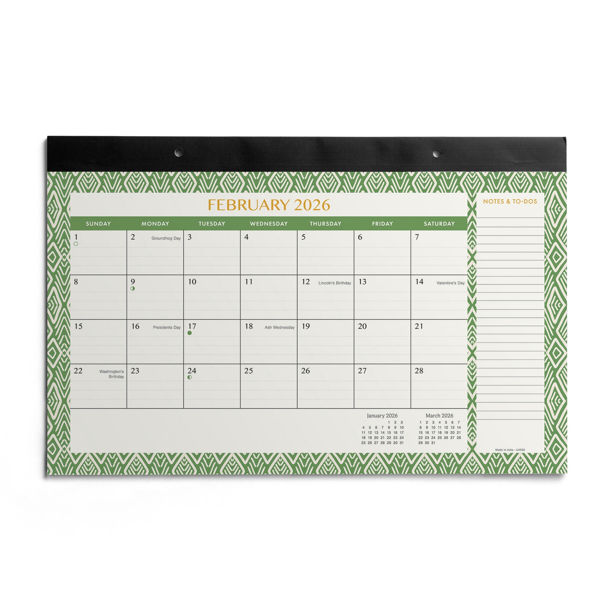 Pen+Gear Monthly Desk Pad (17"x11") Pattern Border 12 Month Jan 2026-Dec 2026