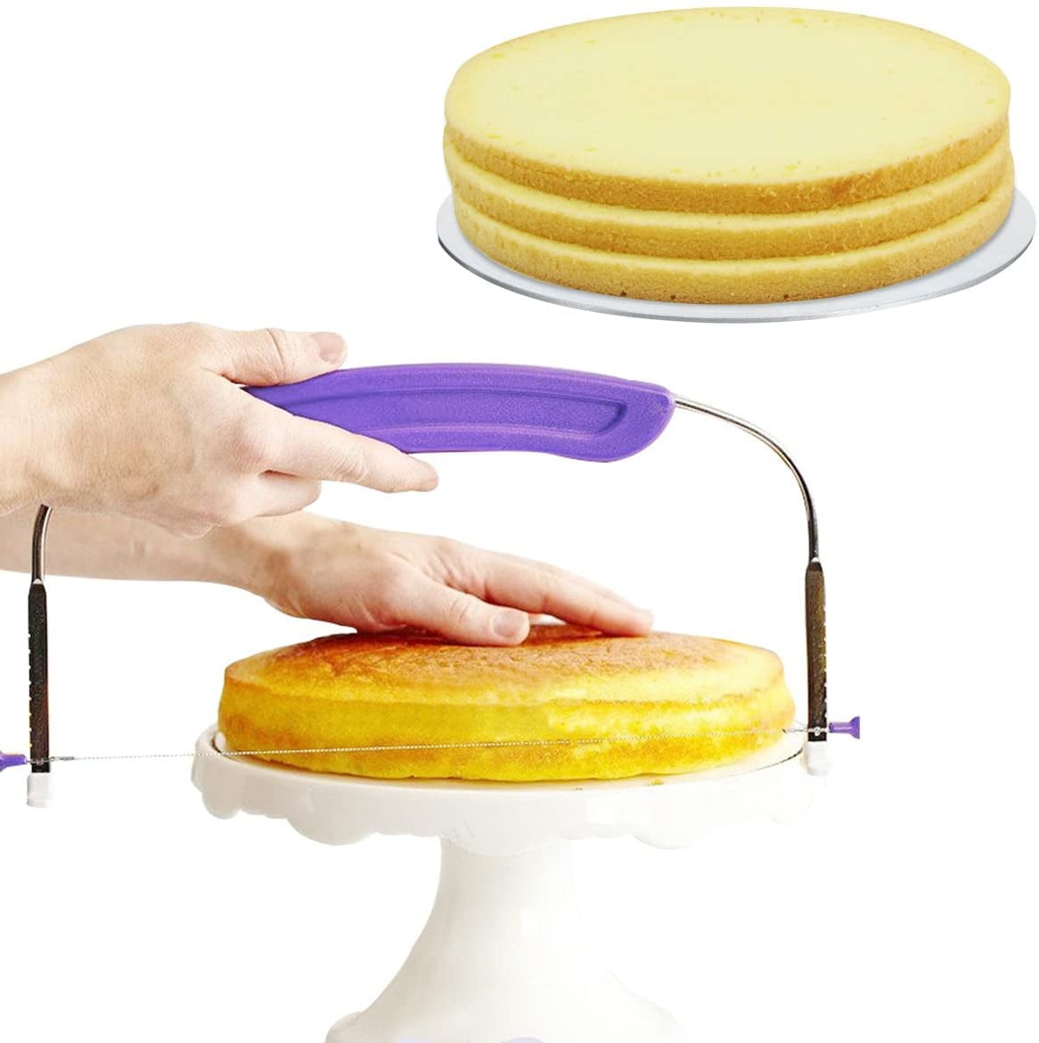 Cake Leveler Adjustable Cake Slicer 2- Wires Cake Cutter for Leveling Tops of Layer Cakes Baking Tool Suitable for Wedding Birthday Layer Cakes